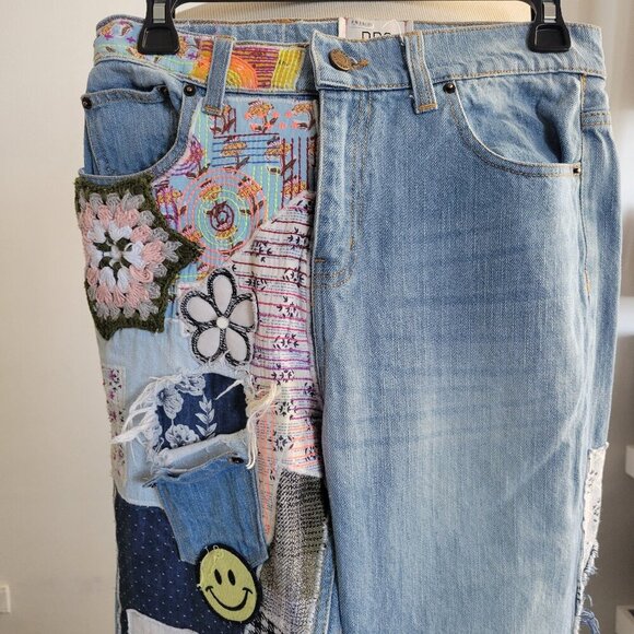 BDG Denim - BDG High-Waisted Flare Jean-Urban Outfitters-Patch-Crochet-Embroider (Size: 27X)